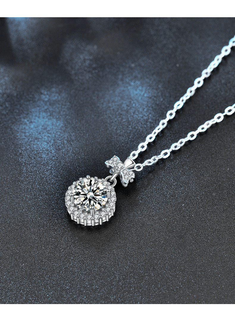 Original Perfume Bottle 925 Sterling Silver Clavicle Necklace Women's Niche Design Moissanite Pendant Autumn Creative Jewelry