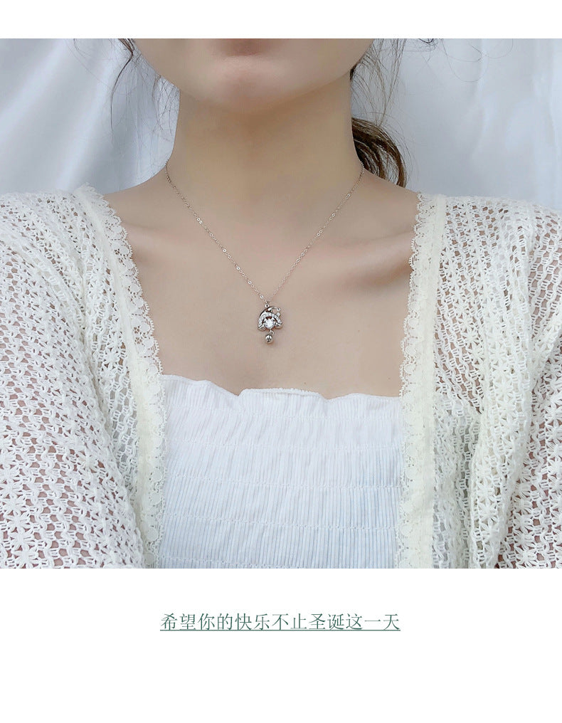 Original 925 Sterling Silver Santa Claus Necklace Women's Designable Moissanite Collar Pendant Ins Creative Jewelry Accessories
