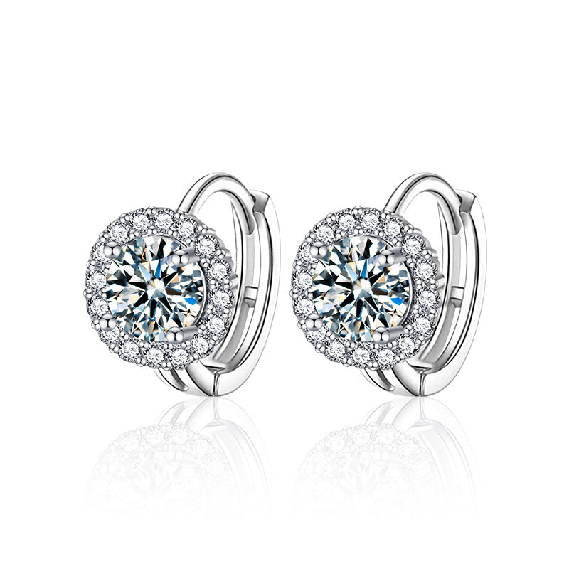 S925 Silver Moissanite Sunflower Earrings Autumn/Winter High-End Ear Clips Personalized Fashion Earrings