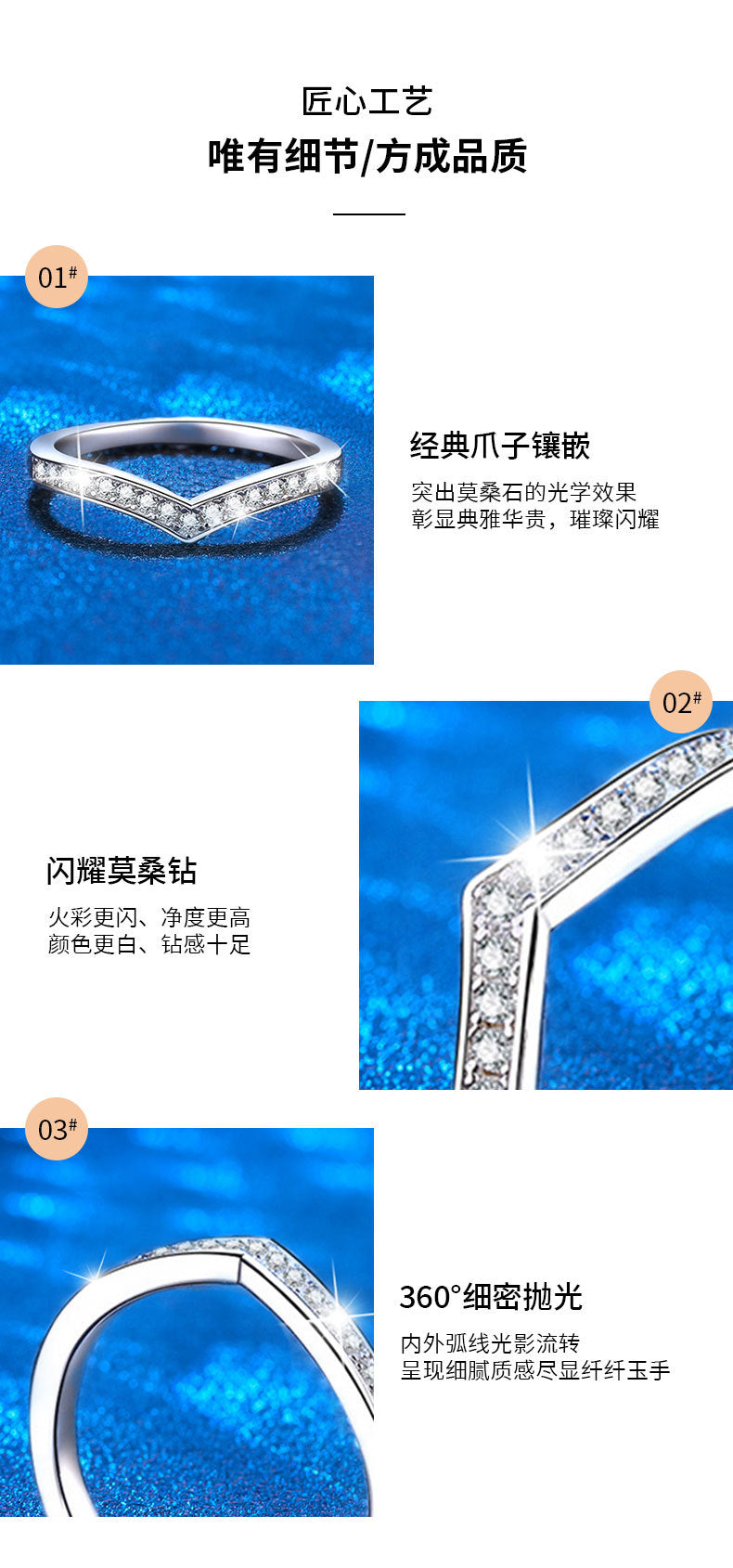 925 Silver V-shaped Ring for Women, Unique High-end Lightweight Luxury Moissanite Ring with Diamond Set