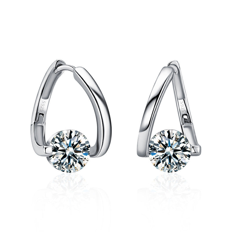 Cross-border 925 Sterling Silver Earrings, Moissanite Earrings, Fashionable and Versatile Accessories, Irregular Earrings, Autumn and Winter Collection