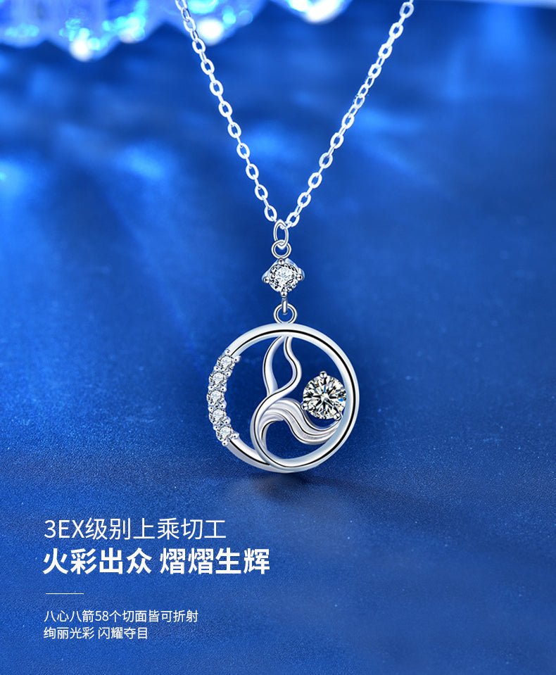 Original 925 Sterling Silver Mermaid Foam Necklace for Women, Moissanite Sweater Chain, Design-conscious, Unique, Sophisticated, Autumn and Winter Long Style