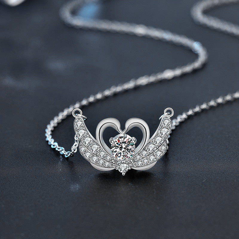Original design jewelry 925 pure silver swan necklace high version moissanite pendant new collar necklace