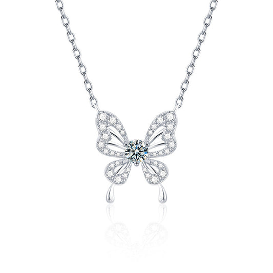 Moissanite Butterfly Necklace High-end 925 Silver Jewelry New Style Phantom Butterfly Pendant Lightweight Luxurious Collar Chain Cross-border Hot Seller
