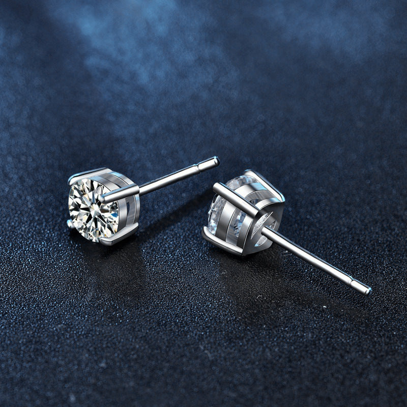 Moissanite 925 Sterling Silver Earrings Silver Needle Wholesale Design-conscious Student Earrings Stylish Round Earrings Accessories