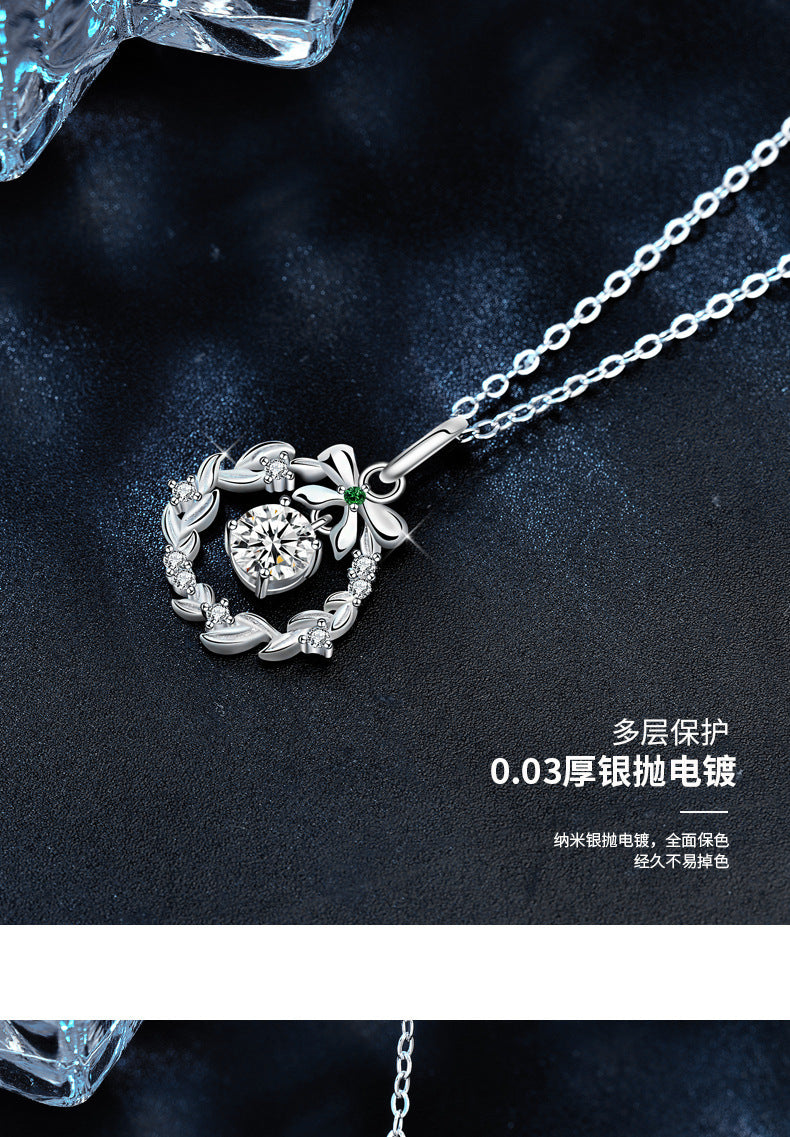 Original Necklace Garland Christmas Moissanite Jewelry Wholesale 925 Sterling Silver Bow Pendant Ins Valentine's Day Gift