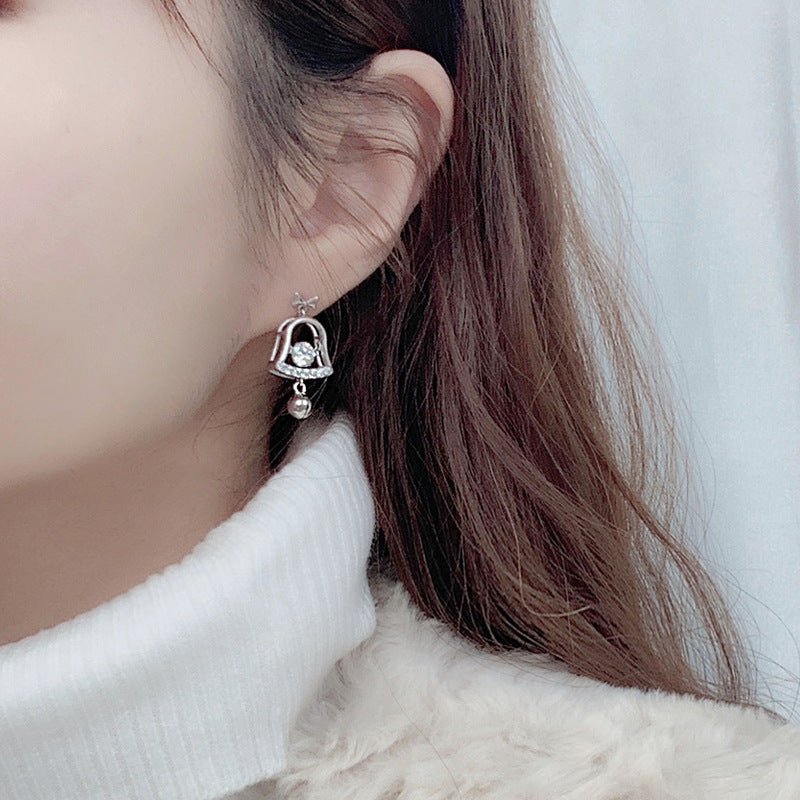 Mossianite Christmas Bell Earrings Stylish Tassel High-end Earrings 925 Pure Silver Cross-border Earrings