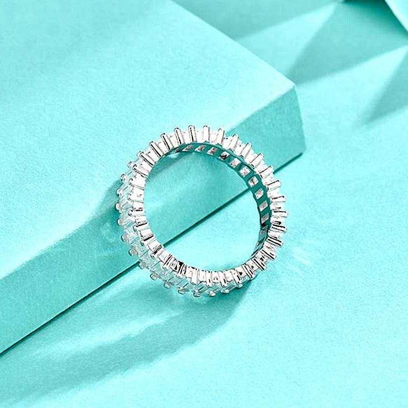 New cross-border 925 pure silver ring for women, sugar crystal diamond, European and American exaggerated fashion closed ring, color-fast jewelry