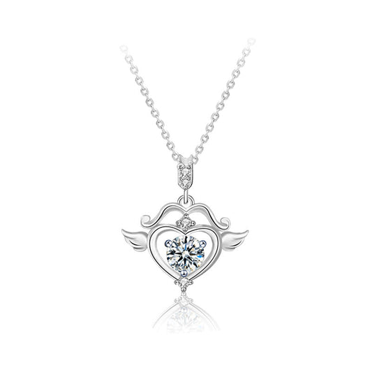 Moissanite Diamond Cupid's Arrow Necklace for Women, 925 Sterling Silver Collar Chain, Personality Creative 520 Silver Pendant Jewelry