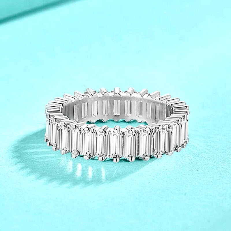 New cross-border 925 pure silver ring for women, sugar crystal diamond, European and American exaggerated fashion closed ring, color-fast jewelry