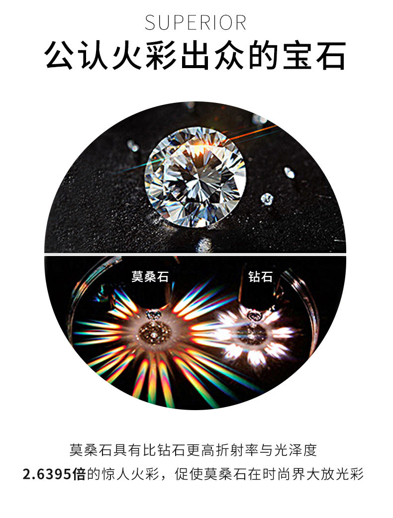 Original design 925 necklace for girls, pure silver apple pendant with moissanite, Christmas gift, foreign trade jewelry