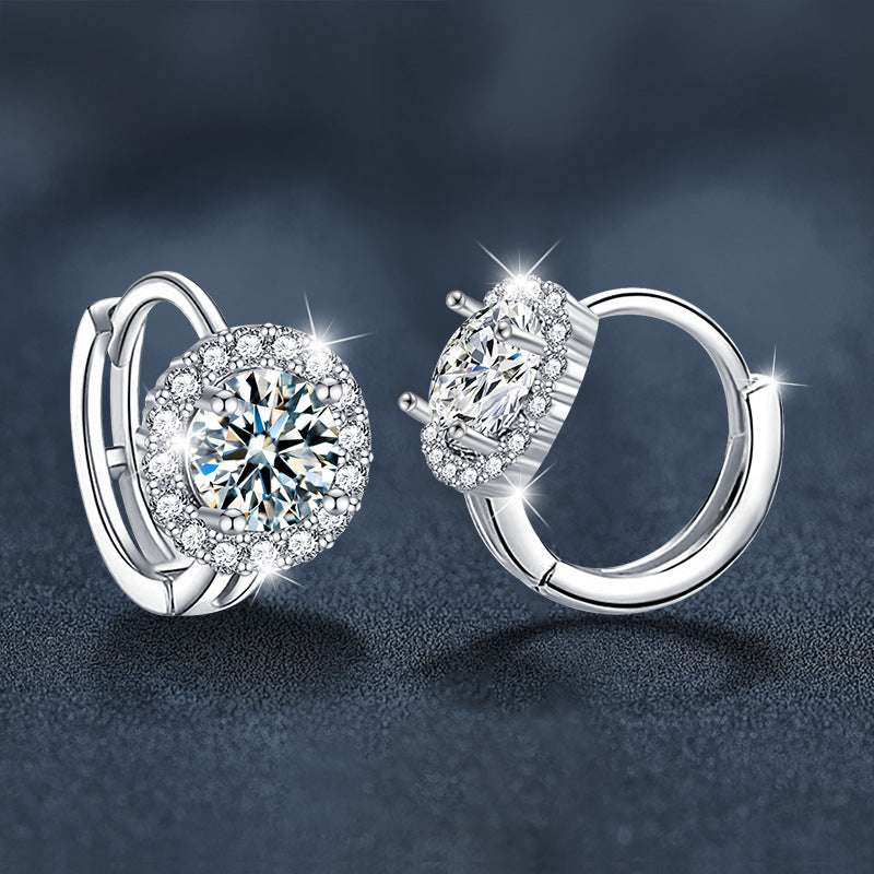 S925 Silver Moissanite Sunflower Earrings Autumn/Winter High-End Ear Clips Personalized Fashion Earrings