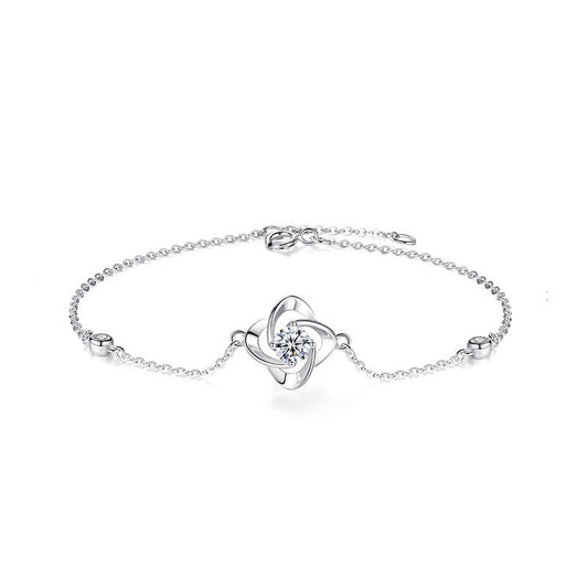 Moissanite four-leaf clover bracelet for women 925 pure silver ins spring forest style Korean version bracelet girlfriend unique accessory