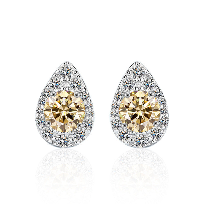 Dropping Earrings 925 Pure Silver High-end Simple Stylish Moissanite Earrings 50 Points D Color Silver Earrings