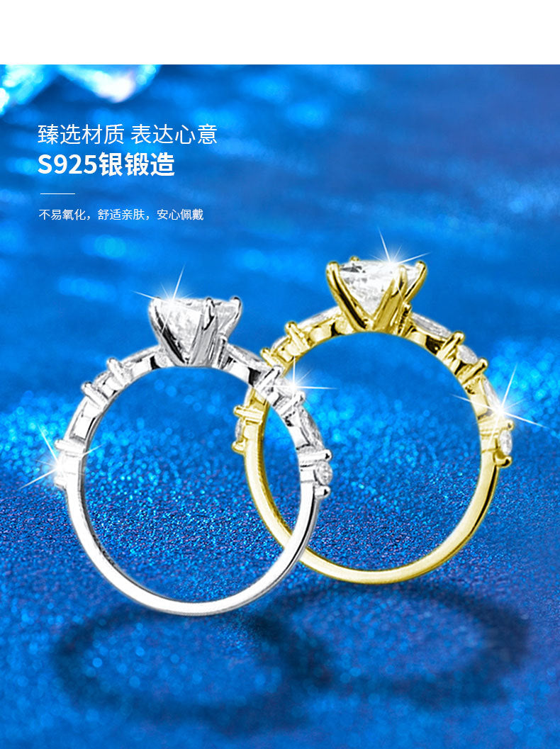 925 Sterling Silver Oval Ring Moissanite Women's Engagement Ring Empty Setting European and American Style Cross-border Jewelry