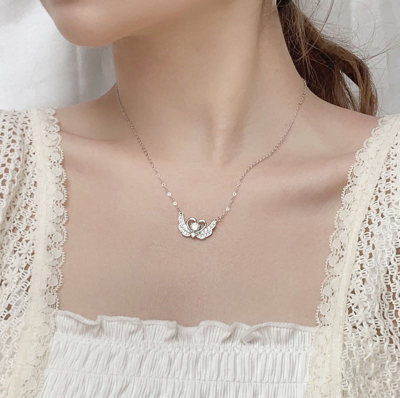 Original design jewelry 925 pure silver swan necklace high version moissanite pendant new collar necklace