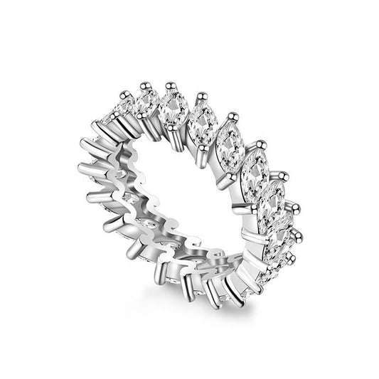 Oval Zircon Ring, 925 Pure Silver Ring, Women's Closed Ring, European and American Style Personalized Jewelry
